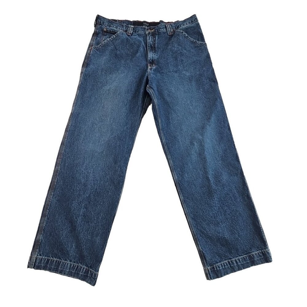 Izod Carpenter Jeans Men's‎ 40x32 Medium Blue Relaxed Fit Wide Leg EUC 4554053